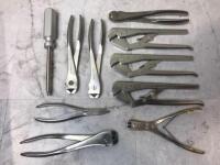 LOT OF PLIERS AND PIN CUTTERS