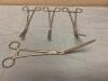 LOT OF 4 LARGE ANGLED INTESTINAL CLAMPS