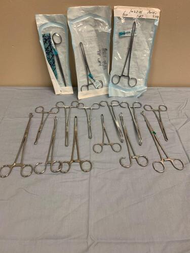 LOT OF 12 STRAIGHT AND CURVED ALLIS AND BABCOCK CLAMPS