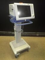 DRAGER EVITA XL VENTILATOR ON ROLLING STAND (MISSING WHEEL)