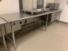 10' STAINLESS STEEL WORK TABLE WITH 3 UNDER COUNTER DRAWERS (NO CONTENTS)