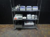 LOT OF COMPRESSION PUMPS, VIDEO PRINTER, ETC.