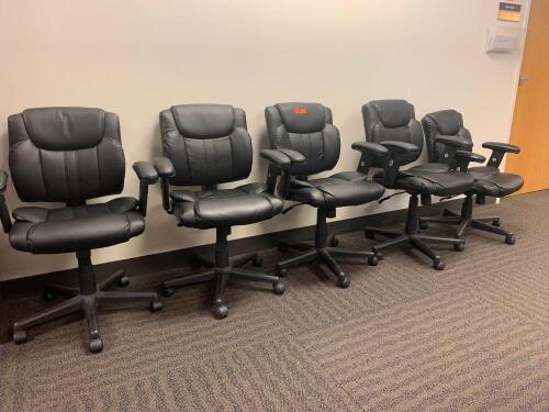 LOT OF 5 BLACK SWIVEL CHAIRS