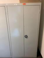 36" DOUBLE DOOR STORAGE CABINET WITH OFFICE SUPPLIES