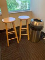 LOT OF 2 STOOLS AND TRASHCAN