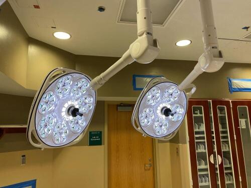 (2) Skytron Aurora Surgical LED Lights with (1) Control Unit.  