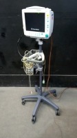 DATEX-OHMEDA F-FMW-00 PATIENT MONITOR WITH MODULES (E-PSM-00, N-FREC-00) AND CABLES (ECG, SPO2, NIBP,) ON ROLLING STAND