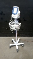 WELCH ALLYN SPOT LXI VITAL SIGNS MONITOR WITH CABLES (SPO2, BP) ON ROLLING STAND