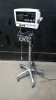 WELCH ALLYN VITAL SIGNS MONITOR WITH CABLES (SPO2, BP) ON ROLLING STAND