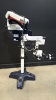 LEICA M 501 SURGICAL MICROSCOPE TO INCLUDE DUAL MOUNT BINOCULARS WITH EYEPIECES BOTH (10X/21) BOTTOM LENSE ON STAND