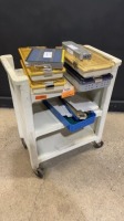 LOT OF EMPTY INSTRUMENT CASES & TRAYS (NO CART)