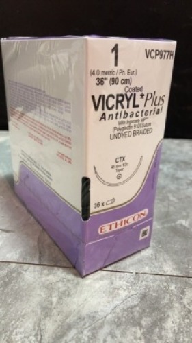 ETHICON, LLC ANTIBACTERIAL UNDYED BRAIDED POLYGLACTIN 910, SYNTHETIC ABSORBABLE SUTURE EXP DATE: 12/31/2021 LOT #: REF #: VCP977H QUANTITY: 1 PACKAGE TYPE: EACH QTY IN PACKAGE: 1