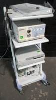 OLYMPUS CV-60 LIGHT SOURCE,SSU-2 SUCTION PUMP & PRINTER ON CART