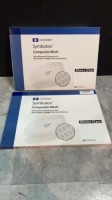 LOT OF COVIDIEN SYMBOTEX COMPOSITE MESH MONOFILAMNET POLYESTER WITH ABSORBABLE COLLAGEN FILM AND MARKING REF SYM2012E QTY 2 EXP 09-30-2022