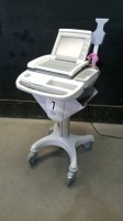 GE MAC 5000 ECG/EKG MACHINE WITH PATIENT CABLES ON ROLLING CART