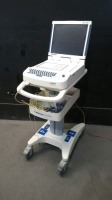 MORTARA ELI 350 ECG/EKG MACHINE WITH PATIENT CABLES ON ROLLING CART