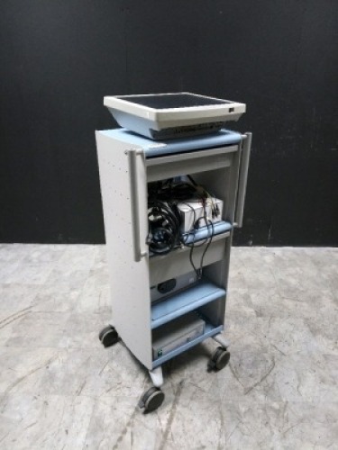 BOSTON SCIENTIFIC ENDO CART WITH SONY MONITOR, SPYGLASS LIGHT SOURCE, AND SPYGLASS CAMERA CONSOLE