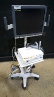 SUNOPOTICS TITAN SDS COMMAND CENTER WITH HEADSET & OLYMPUS OEV191H ON ROLLING STAND