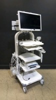 OLYMPUS OEP-5 DIGITAL COLOR PRINTER & OEV262H MONITOR ON CART