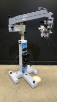 CARL ZEISS OPMI CS-I SURGICAL MICROSCOPE TO INCLUDE DUAL MOUNT BINOCULARS WITH EYEPIECES BOTH (12,5/18B) BOTTOM LENSE (F 300) & FOOTSWITCH ON S4 STAND