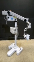 CARL ZEISS OPMI PRO MAGIS SURGICAL MICROSCOPE TO INCLUDE SINGLE MOUNT BINOCULAR WITH EYEPIECE (12,5X) NO BOTTOM LENSE & SUPERLUX 175 LIGHT SOURCE ON STAND