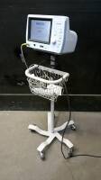 PHILIPS NM3 RESPIRATORY PATIENT MONITOR WITH SENSOR (CAPNOSTAT 5) ON ROLLING STAND