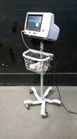 PHILIPS NM3 RESPIRATORY PATIENT MONITOR WITH SENSOR (LOFLO) ON ROLLING STAND