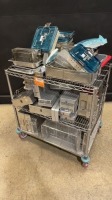 LOT OF EMPTY INSTRUMENT CASES & TRAYS (CART INCLUDED)