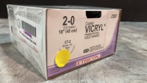 ETHICON COATED VICRYL SUTURE VIOLET BRAIDED 2 (REF J726D) EXP 03-31-2024