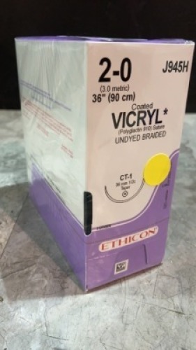 ETHICON COATED VICRYL SUTURE UNDYED BRAIDED 2 (REF J945H) EXP 10-31-2022