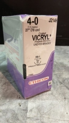 ETHICON, LLC UNDYED BRAIDED POLYGLACTIN 910, SYNTHETIC ABSORBABLE SUTURE EXP DATE: 10/31/2022 LOT #: LM6298 REF #: J214H QUANTITY: 1 PACKAGE TYPE: EACH QTY IN PACKAGE: 1