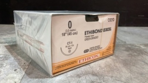 ETHICON ETHIBOND EXCEL POLYESTER SUTURE GREEN BRAIDED 2 (REF CX21D) EXP 02-29-2024