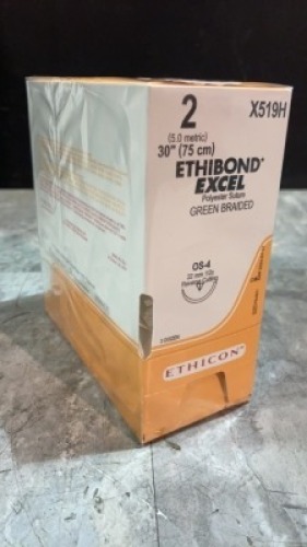 ETHICON ETHIBOND EXCEL POLYESTER SUTURE GREEN BRAIDED 2 (REF X519H) EXP 01-31-2024