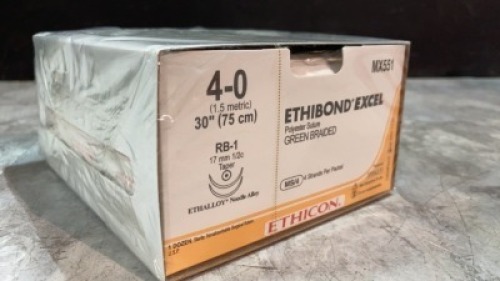 ETHICON ETHIBOND EXCEL POLYESTER SUTURE GREEN BRAIDED 4 (REF MX551) EXP 11-30-2023