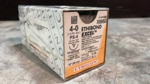 ETHICON ETHIBOND EXCEL POLYESTER SUTURE GREEN BRAIDED 4 (REF X695G) EXP 08-31-2024