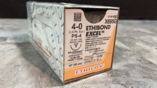 ETHICON ETHIBOND EXCEL POLYESTER SUTURE GREEN BRAIDED 4 (REF X695G) EXP 08-31-2024