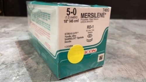 ETHICON MERSILENE POLYESTER FIBER SUTURE GREEN BRAIDED RD-1 5-0 (REF 740G) EXP 04-30-2023