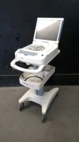 MORTARA ELI 350 ECG/EKG MACHINE WITH PATIENT CABLES ON ROLLING CART