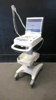 MORTARA ELI 350 ECG/EKG MACHINE WITH PATIENT CABLES ON ROLLING CART