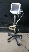 GE DASH 4000 PATIENT MONITOR WITH CABLES (SPO2, BP) ON ROLLING STAND