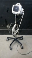 GE DASH 3000 PATIENT MONITOR WITH CABLES (SPO2, BP) ON ROLLING STAND