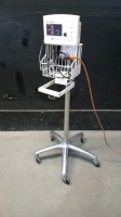 WELCH ALLYN 52000 SERIES VITAL SIGNS MONITOR WITH BP CABLE ON ROLLING STAND