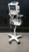 WELCH ALLYN PROPAQ 242 VITAL SIGNS MONITOR WITH CABLES (SPO2, BP) ON ROLLING STAND