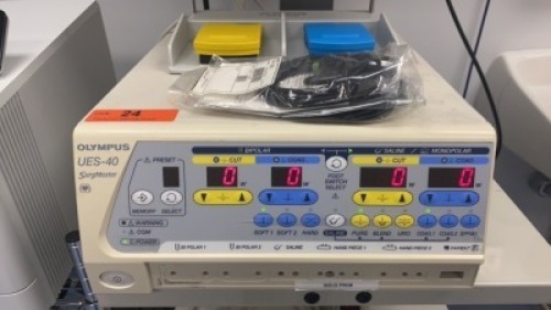 OLYMPUS UES-40 SURGMASTER ELECTROSURGICAL UNIT WITH TI-1900 IMAGING CART