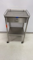 PEDIGO 18" X 22" ROLLING STAINLESS PREP TABLE WITH DRAWER AND BOTTOM SHELF