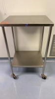 PEDIGO 18" X 22" ROLLING STAINLESS PREP TABLE WITH BOTTOM SHELF