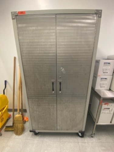 DOUBLE DOOR ROLLING CABINET WITH LOCK AND KEY