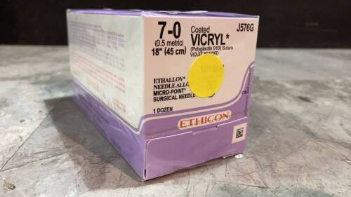 ETHICON COATED VICRYL SUTURE VIOLET BRAIDED 7 (REF J576G) EXP 02-29-2024