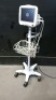 GE DASH 4000 PATIENT MONITOR WITH CABLES (ECG, SPO2, BP) ON ROLLING STAND