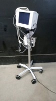 DATASCOPE PASSPORT XG PATIENT MONITOR WITH CABLES (ECG, SPO2, BP) ON ROLLING STAND